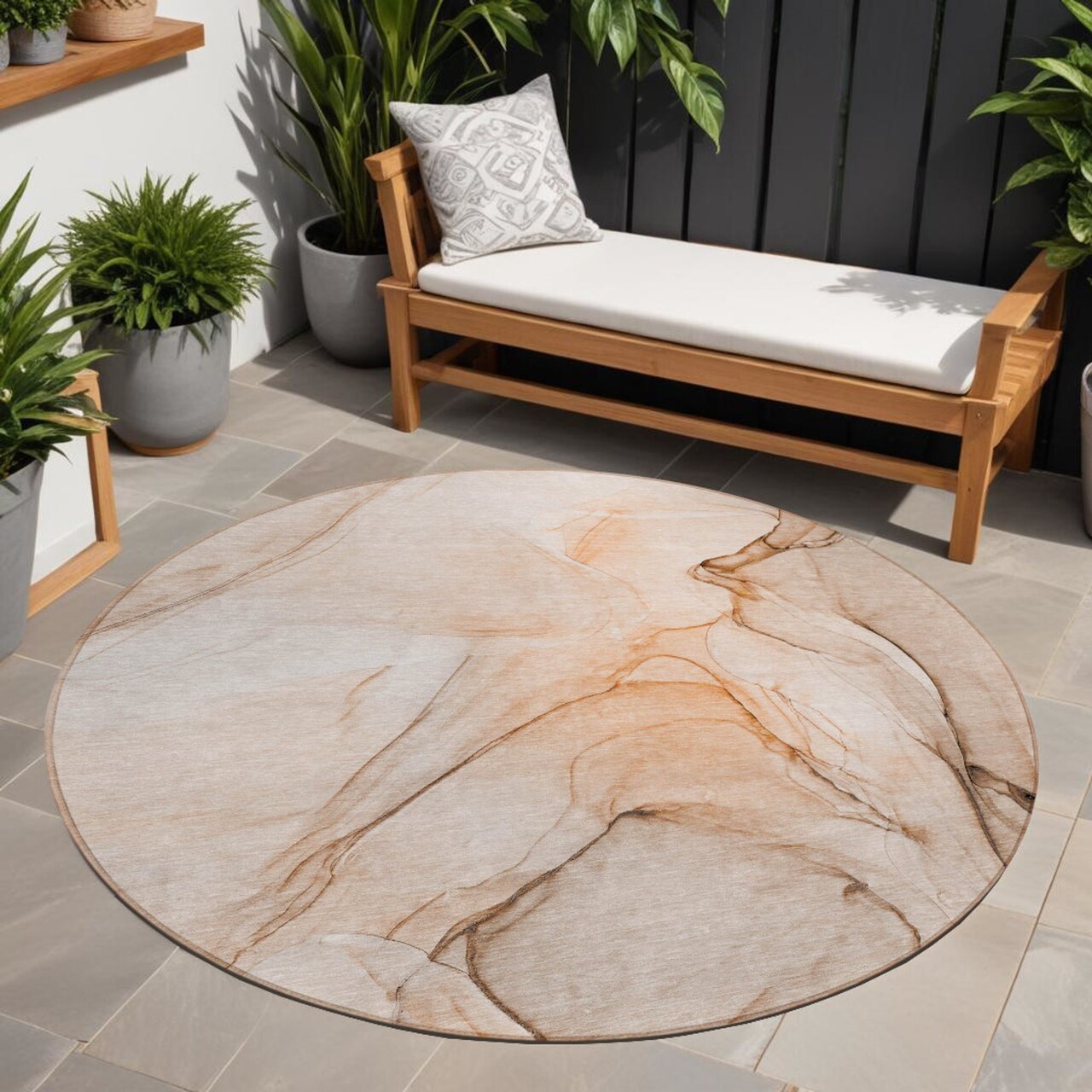 Edge Collections - 8' - Gray - Geometric Abstract Indoor Outdoor Area Rug - 1 Piece